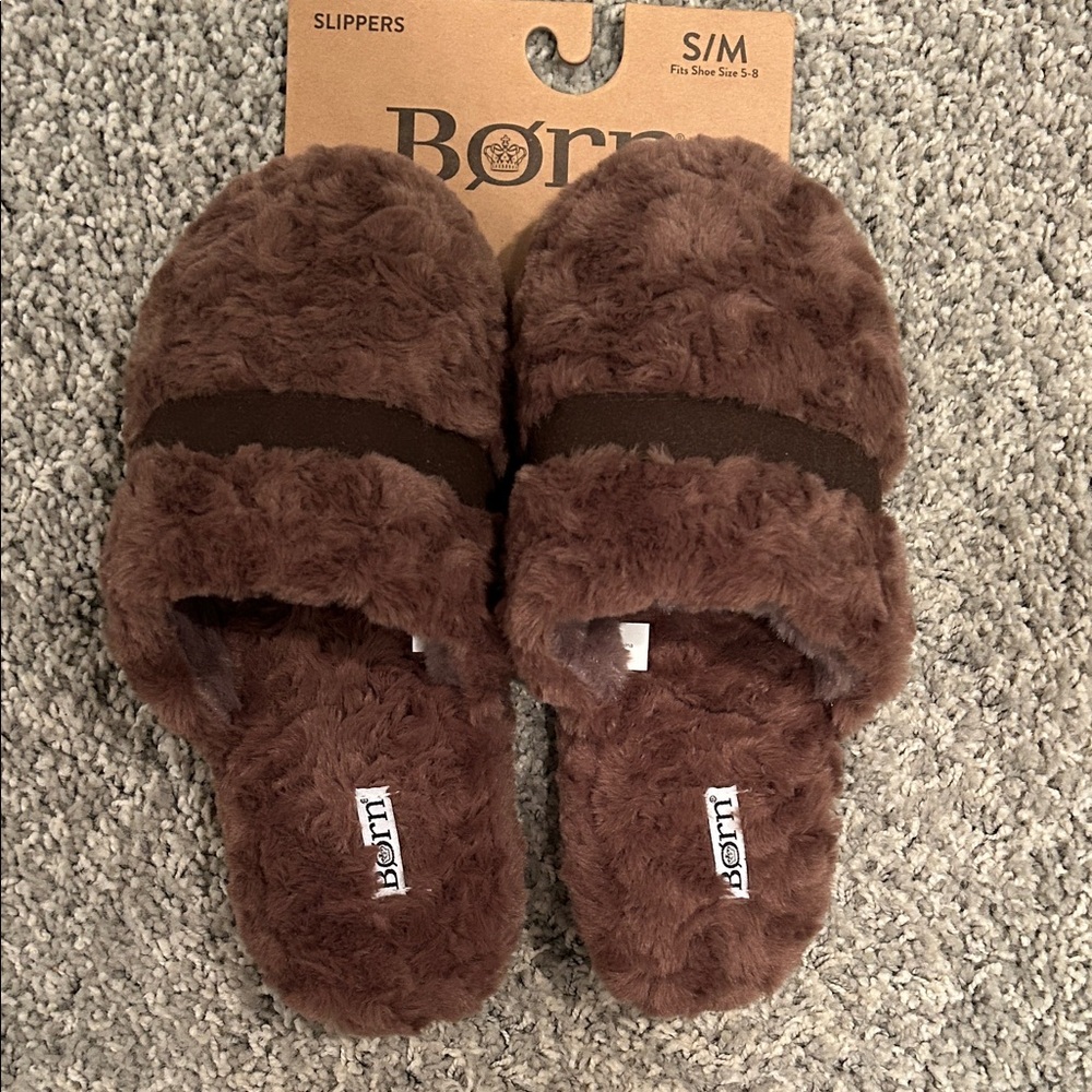 Born Faux Fur Brown Slippers S/M